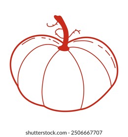 Kürbis, Vektorkontur einzeln auf weißem Hintergrund.