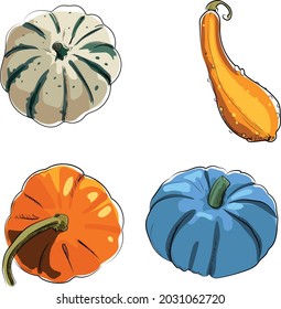 Pumpkin Vector Drawing Pumpkin Halloween Vintage Stock Vector (Royalty ...