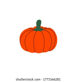 Pumpkin vector flat illustration. Pumpkin for Halloween and thanksgiving day design. Organic autumn vegetables