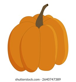 Pumpkin vector in flat style. Autumn vegetable. Halloween or Thanksgiving symbol. Orange diet vegetable. Isolated on transparent