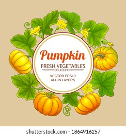 pumpkin vector frame on color background