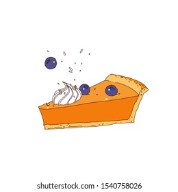 Pumpkin pie.  Vector hand-drawn sketch.