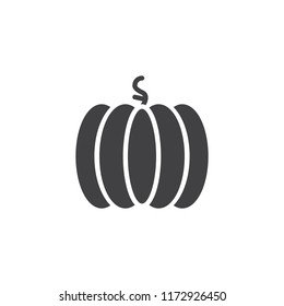 Pumpkin vector icon. filled flat sign for mobile concept and web design. Vegetable simple solid icon. Halloween symbol, logo illustration. Pixel perfect vector graphics