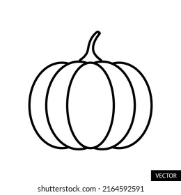 Pumpkin vector icon in line style design for website design, app, UI, isolated on white background. Editable stroke. EPS 10 vector illustration.
