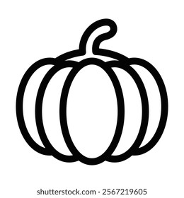 Pumpkin vector icon in line style for autumn themes. Editable stroke.