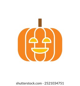 Ícone de vetor de abóbora. Ilustração minimalista de abóbora de outono. Halloween, Jack O Lantern, tempero de abóbora, conceitos culinários.