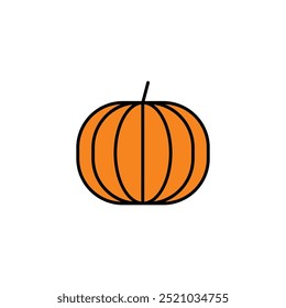 Ícone de vetor de abóbora. Ilustração minimalista de abóbora de outono. Halloween, Jack O Lantern, tempero de abóbora, conceitos culinários.