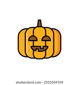 Ícone de vetor de abóbora. Ilustração minimalista de abóbora de outono. Halloween, Jack O Lantern, tempero de abóbora, conceitos culinários.