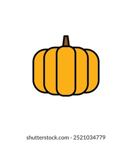 Ícone de vetor de abóbora. Ilustração minimalista de abóbora de outono. Halloween, Jack O Lantern, tempero de abóbora, conceitos culinários.