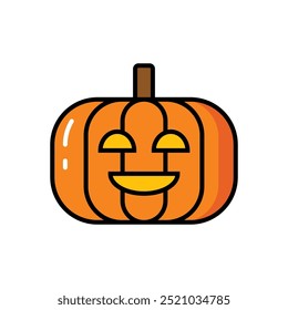 Pumpkin vector icon. Minimalistic illustration of autumn squash. Halloween, Jack O Lantern, pumpkin spice, culinary concepts.