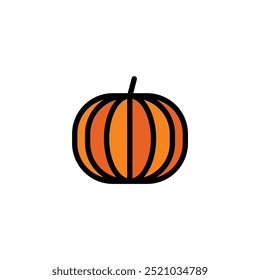 Ícone de vetor de abóbora. Ilustração minimalista de abóbora de outono. Halloween, Jack O Lantern, tempero de abóbora, conceitos culinários.