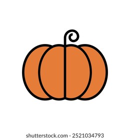 Pumpkin vector icon. Minimalistic illustration of autumn squash. Halloween, Jack O Lantern, pumpkin spice, culinary concepts.