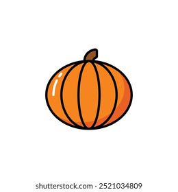 Ícone de vetor de abóbora. Ilustração minimalista de abóbora de outono. Halloween, Jack O Lantern, tempero de abóbora, conceitos culinários.