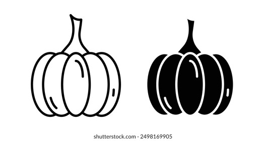 Pumpkin vector icon set in black color.