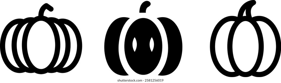 Pumpkin Vector Icon Set – Harvest and Autumn Vegetable Illustrations