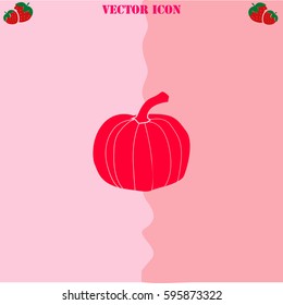 Pumpkin vector  icon. Strawberry Background.