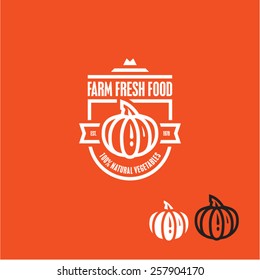 Pumpkin vector icon. Pumpkin vegetable label.