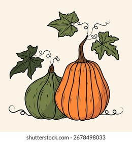 Ilustración vectorial de calabaza | Otoño Halloween Acción de Gracias Clipart