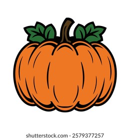 Pumpkin Vector Illustration – Autumn Harvest Clipart, Hand-Drawn Pumpkin Clipart – Minimalist and Flat Design isolated white background for easy use