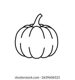 Pumpkin vector illustration in black outline isolated on white background. Simple hand drawn sketch	
