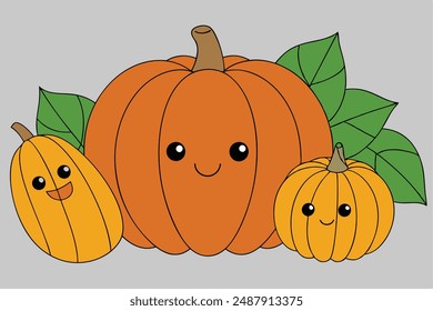 Pumpkin Vector Illustration: Cartoon, Clipart, and Line Art Designs. Printable pumpkin vector graphics: cartoon, clipart, and line art designs for any project.