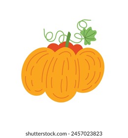 Pumpkin vector illustration in a cute cartoon style. Thanksgiving pumpkin vector.