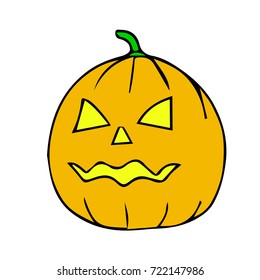 Pumpkin vector illustration. Doodle. Design icon, print, logo, poster, symbol, decor, textile, paper