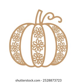 Ilustración vectorial de calabaza con flores. Silueta, contorno de una calabaza floral. 
