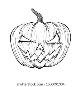 Pumpkin. Vector illustration for Halloween or all saints' day. A monster of a pumpkin, souvenir. Sticker or print for holiday.  