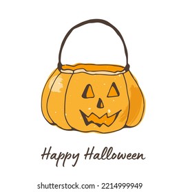 Ilustración vectorial de calabaza, dibujada a mano aislada en fondo blanco