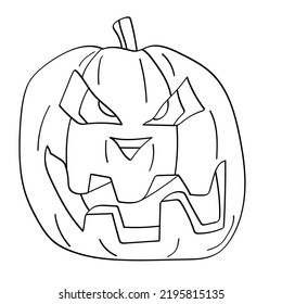 Pumpkin. Vector illustration isolated on white background. Outline, Halloween