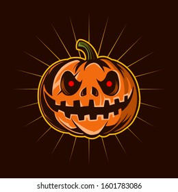Pumpkin vector illustration on dark background mascot