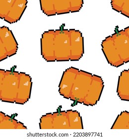Pumpkin vector illustration pattern in pixel art