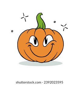pumpkin vector illustration in retro cartoon style