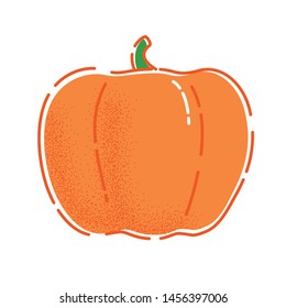 Pumpkin. Vector illustration of a tasty autumn vegetable in flat and line-art style for print, banner or postcard.