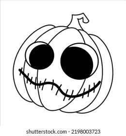 Pumpkin vector illustration. Vegetable line halloween art with white isolated background for your design, print, postcard, poster, book decoration. Food vector illustration