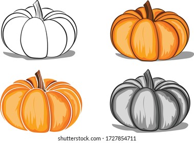 Imagen vectorial de calabaza, ilustración editable colorida, vegetal saludable de la India