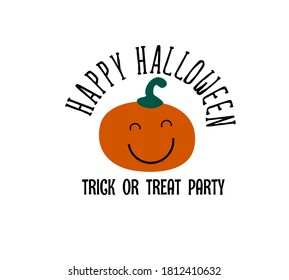 A pumpkin vector isolated on white background with happy Halloween text.