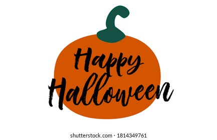 A pumpkin vector isolated on white background with happy Halloween text.