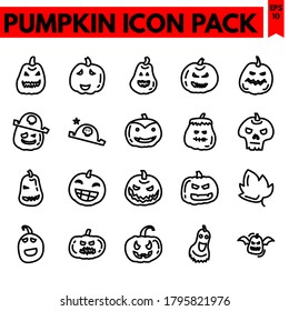 pumpkin vector line icons set