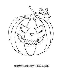 Pumpkin vector on black background. Doodle illustration. Halloween object isolated. Holiday party. Cloth, print, design, icon, logo, poster, textile, paper, card, magic, icon, poster, decor. Eps10