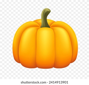 Pumpkin. Vector realistic illustration isolated on transparent background.