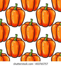 Pumpkin vector seamless pattern drawing. Isolated  artistic vegetable background.  Hand drawn harvest illustration.