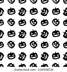 Pumpkin vector seamless pattern halloween. isolated wallpaper background cartoon black and white.