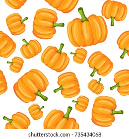 Pumpkin vector seamless pattern. Vegetable autumn background
