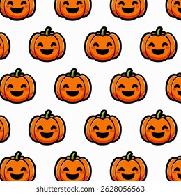  Pumpkin vector seamless print, great for quirky Halloween textiles or party goods.
