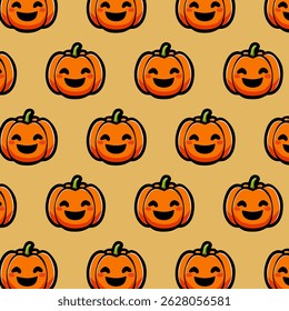  Pumpkin vector seamless print, great for quirky Halloween textiles or party goods.