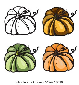 pumpkin vector set isolated on white background