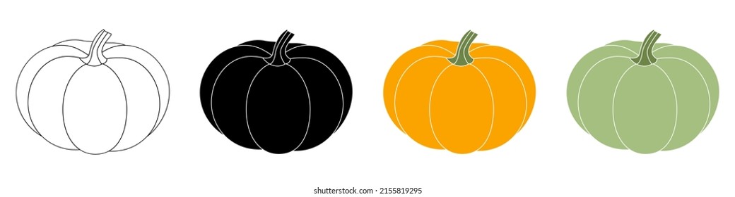 Pumpkin vector set. For Thanksgiving or Halloween day. 