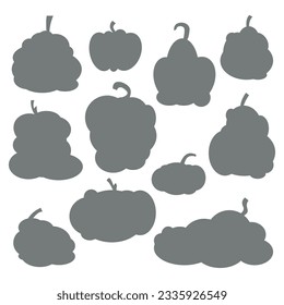 pumpkin, vector shadow, flat graphics, different shapes of pumpkins for halloween, autumn silhouette